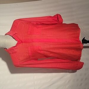 Chico's Womans Coral Reef Button Down & Rolled Up Sleeves Blouse, Size: 0
